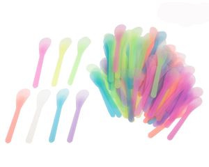 Sourcils Outils Pochoirs 50 PCS Cosmétique Spatule Pour Maquillage Masque Visage Cuillère En Plastique Jetable Mélange Et Échantillonnage 4.88 '' X 1.06 