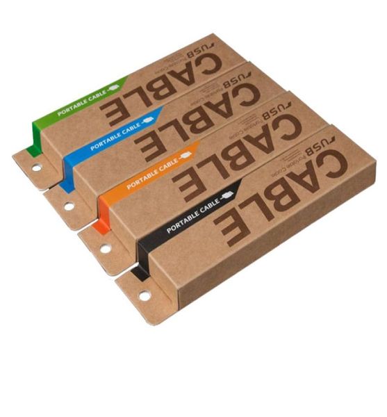 Caja de papel Kraft de cartón con diseño de logotipo personalizado, 50 Uds., para cables portátiles, embalaje de papel al por menor para Cables USB con orificio para colgar 2013848