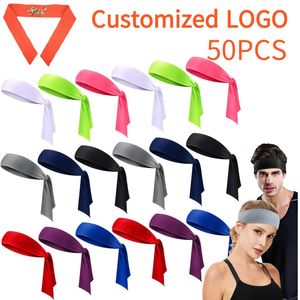 50 stuks aangepaste sporthoofdband mode bandana's sport zweet hoofddoek anti-transpirant hoofdband voor tennis joggen fitness 240125