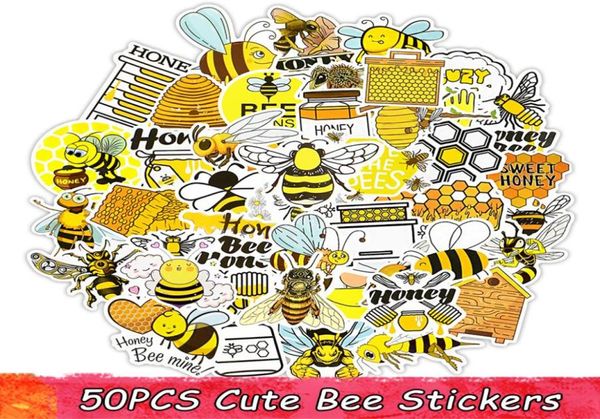 50 PC Lindas pegatinas de abejas Juguetes para niños Cartoon Honey Insecto Pegatizas de animales para la computadora portátil Diy nevera kettle bike car decal3323896