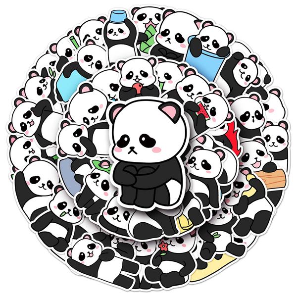 Autocollants créatifs en forme d'animal panda, dessin animé mignon, en PVC, pour skateboard, journal intime, décoration étanche pour voiture, bricolage, 50 pièces