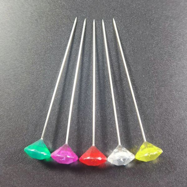 50 PCS Diamond Pins avec boîte de rangement transparent aiguilles de tête cristalline Term