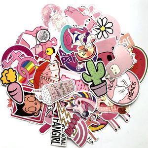 50 stks / partij Meisje Leuke Mooie Laptop Stickers Roze Decoratieve-Sticker voor Telefoon Auto's Gitaar Skateboard Snowboard Fiets Decals