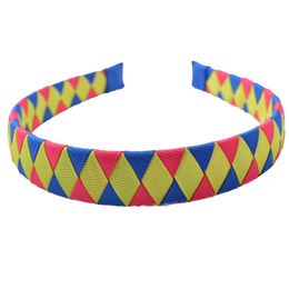 50 stks hoofddeksels diamant check plaid haar hoepel dame meisje lint kronkelende haarbanden haaraccessoires Basic hoofdband breedte: 1 inch FJ3107