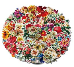 50 PCS Ins Fleurs Pivoine Ordinateur Portable Autocollants Rose Chrysanthème DIY Graffiti Stickers Pour Moto Voiture Bagages iPad Téléphone Scooter Game3128978