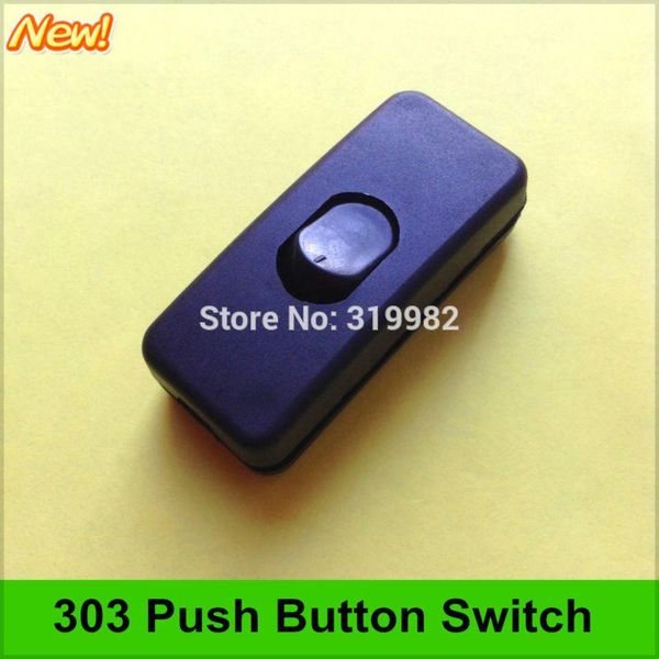 50 unids/lote 303 interruptor de botón interruptor de cable de alimentación circuito intermedio interruptor negro interruptor de lámpara LED interruptor Universal DIY