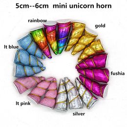 50 stks / partij 5 cm Mini Unicorn Horns Hoofdband Meisjes Kinderen Vilt Gewatteerde Unicorn Horns Hoofdband Haaraccessoires DIY Unicorn Party