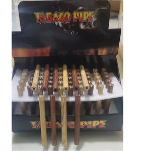 50 Unids / lote Forma de Cigarrillo Pipas para Fumar 78 MM Forma de Diente de Sierra Pipa de Metal de Grano de Madera Un Hitter Bat Para Herramientas de Hierbas de Tabaco Accesorios para Fumar