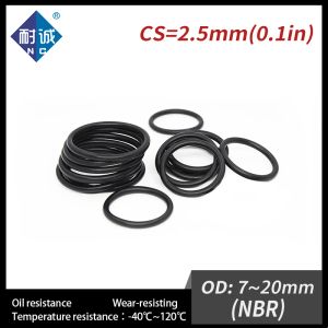 50 pc's/perceel nitrilrubber zwart NBR 70A CS 2,5 mm OD 7/8/9/10/11/11/12/13/15/15/10