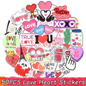 50 pcs amour stickers coeur pour enfants bricolage ordinateur portable voiture vélo guitare bagage imperméable décalque de la Saint-Valentin cadeau