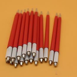 50 stuks handmatige microblading pen rode wenkbrauw tattoo pen voor permanente make-up wenkbrauw tattoo arcering microblading 3D borduurwerk