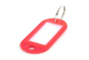 50 PCS Mélangez Couleur Plastic Keychain Key Tags ID Étiquette Nom Tags avec bague divisée pour les bagages Clé Clé Rings 5022mm 775854020