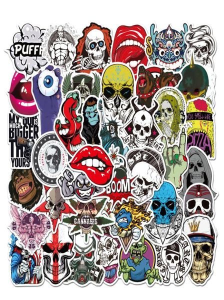50 UNIDS Pegatinas de Coche Mixtas Scary Skull Graffiti Para Monopatín Laptop Casco Pad Bicicleta Bicicleta Motocicleta PS4 Notebook Guitarra PVC Fr1245865
