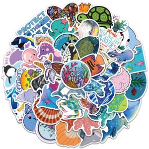 50 PCS Mixte Graffiti Planche À Roulettes Autocollants Dessin Animé Vie Marine Conque Tortues Coquille Pour Voiture Ordinateur Portable Réfrigérateur Casque Pad Vélo Vélo Moto PS4 Livre Guitare Pvc Decal