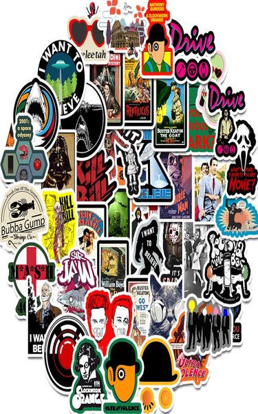 50 PCS Film Autocollants JAWS Drive KILL BILL A Clockwork Orange Autocollants imperméables pour ordinateur portable bagages Skateboard téléphone Decals3720420