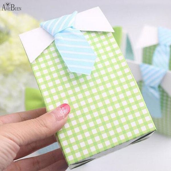 50 Uds. Mi pequeño hombre lazo azul corbata verde cumpleaños primera comunión niño Baby Shower bolsa de dulces favores de la boda caja de dulces bolsas de regalo