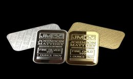 50 stuks Niet-magnetische Amerikaanse Johnson Matthey badge JM one ounce 24K echt goud verzilverd metalen souvenirmunt met verschillende ser1860984