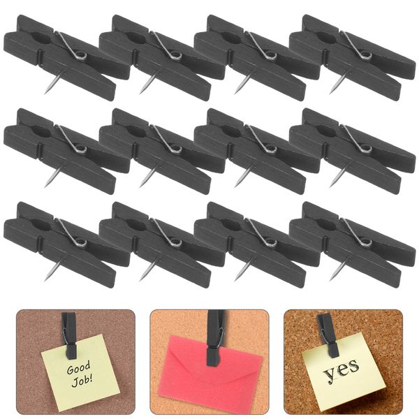 50 PCS Push Pin Clip Black Decor Staples Push Thumb Tacks Clip Clip Clip en bois