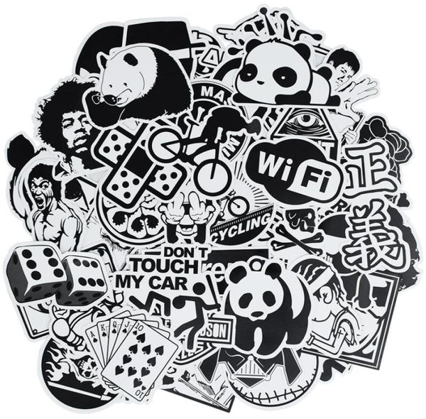 50 PCS Autocollants d'anime punk noir et blanc aléatoire Autocollant de décoration intérieure sur les bagages à vélos skateboard stickers muraux pour enfants 7437957