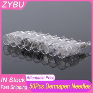 50 piezas Cartuchos de agujas de tornillo R 9/12/24/36/42 Pin Nano Tip para Derma Skin Pen Micro Tattoo Needles MTS Head Meso Therapy Microneedling Dermapen