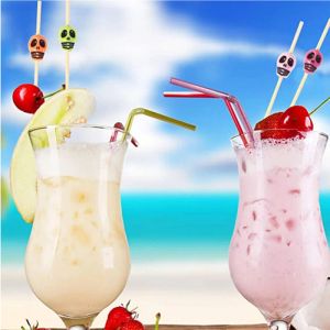 50 PCS Skull Bamboo Pick Buffet Fruit Vork Dessert Stick Stick Cocktail SCEEWER wegwerp schattige fruit bamboe stick bamboe pick- voor buffet fruit vork