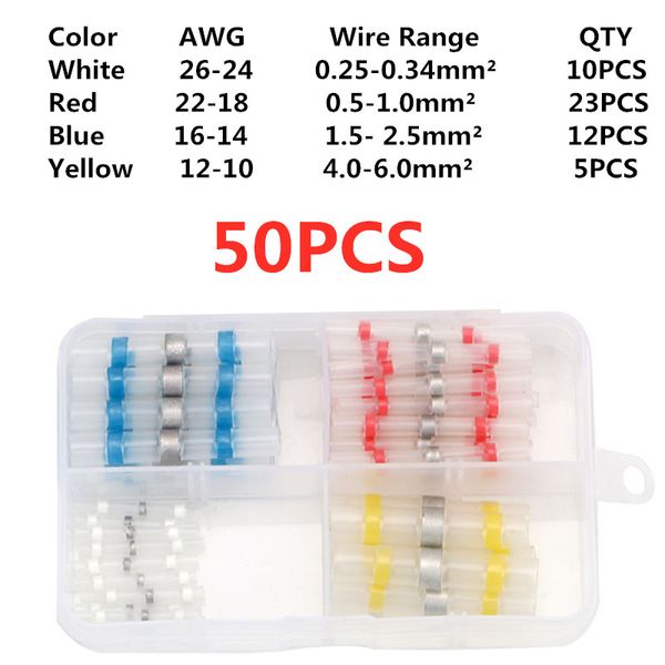 50 pcs Terminaux de soudure kit Solder Seolet Connecteurs de fils de sold