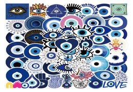 50 PCS PEGACHES PACK Evil Eye Vinyl colorido impermeable para botella de agua portátil portátil para bicicleta de bicicleta de equipaje guitarra skateboard6679172