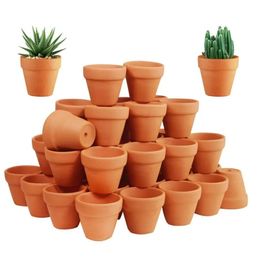 50 pcs minuscules pots en terre cuite - 1,3 pouce petit mini pots en argile avec trous de drainage fleur crènes en terre cuite pots pour en / extérieur 240410