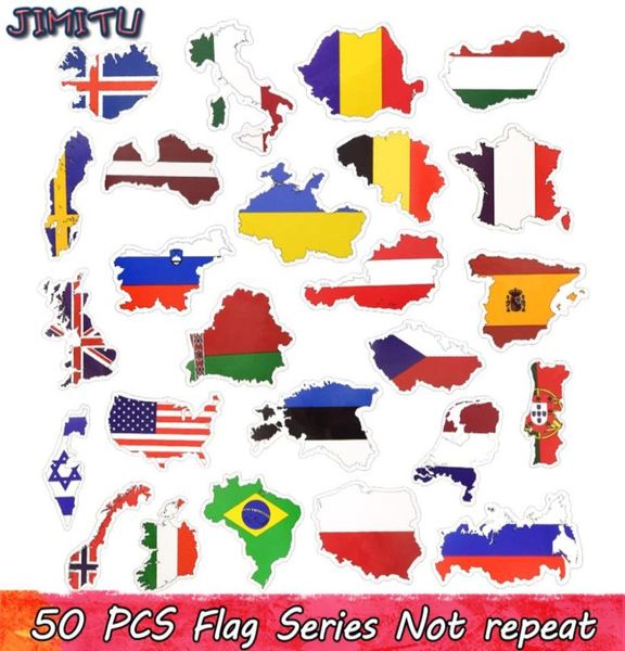 50 PCS Autocollants de drapeau imperméables États-Unis Royaume-Uni Canada France Pays Carte Autocollant DIY Maison Bagages Scrapbook Maison Dec7421541