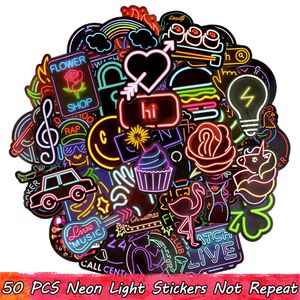 50 PCS Étanche Graffiti Néon Autocollants Bar Signe Stickers pour La Décoration De Fête DIY Ordinateur Portable Planche À Roulettes Bagages Guitare Casque Moto Voiture Cadeaux