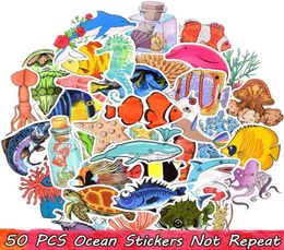 50 STUKS Waterdichte Ocean Life-stickers voor kinderen tieners om DIY Waterfleskoeler Laptop Tablet Bagage Journal Feestartikelen Kamer De4031533