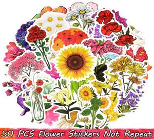 50 PCS Autocollants de fleurs de printemps imperméables pour enfants adolescents adultes à bricolage pour ordinateur portable à bagages bouteille d'eau Snowboard Guitar Car Home1442488