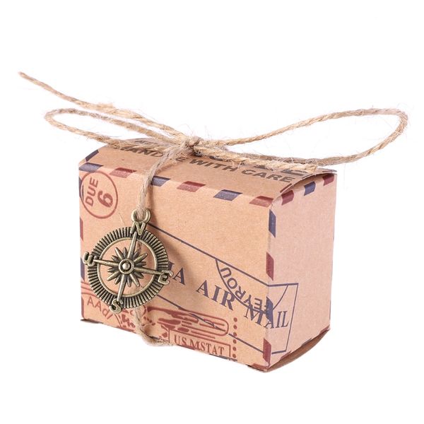 50 PC Boda Vintage Candy Box Diseño de sello Packaging Kraft Paper Gifting Favores de Navidad Fiesta 87ha