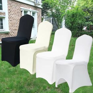 50 pièces blanc noir housses de chaise universelles Stretch Spandex pour fête de mariage Banquet el décor 240304