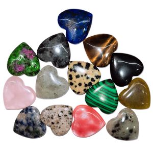 50 pièces Cristal Naturel Sculpté Multicolore En Forme De Coeur Amour Pierre Précieuse Décoration Diy Bijoux Cadeau Chakra Guérison Reiki Artisanat Jouets Amusants Pas de trou