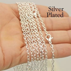 50 pièces - 18/24/30 pouces colliers plaqués argent pour femmes en gros câble chaîne ovale lien Rolo colliers pour la fabrication de bijoux 220218