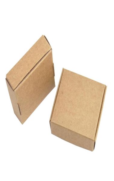 50 pièces 555515 cm boîte de rangement cadeau en carton marron pliable petit paquet de carte de bijoux boîtes en carton Kraft 2034459