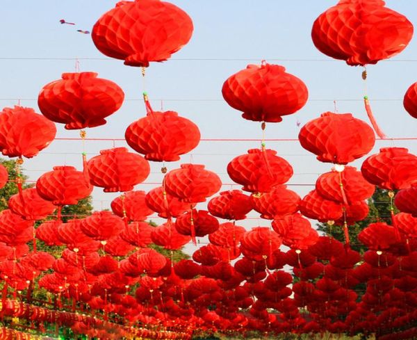 50 pièces 6 pouces Lanternes traditionnelles chinoises en plastique rouge pour 2020 Décoration du Nouvel An chinois Hangllate étanche Festival Lanterns4323852