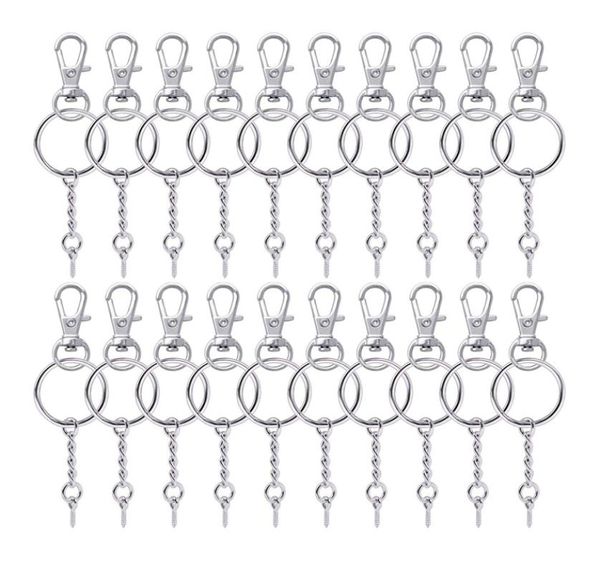 50 piezas Metal giratorio giratorios Lanyard Snap Hook Lobster Cierro y llave de llave con clavines con pines de ojo de tornillo de 11 mm6601377