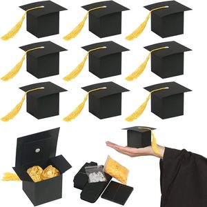 50 Piezas de Bachelor Negro Cajas de dulces utilizadas para la graduación Packaging de regalos de galletas 2023 Suministros de fiesta de graduación 231227