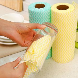 Rouleaux de chiffon de nettoyage de cuisine, 50 pièces, chiffon paresseux, tampon à récurer, serviette jetable sans huile, chiffons en tissu Non tissé 220926