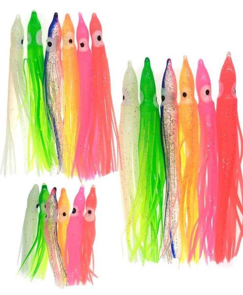 50 pièces Soft Lere Rubber Squid Jirts Octopus Bait de pêche à l'eau salée Bait Baitsfish Baits Mélanger Couleurs For Crank Hook 2106225484074