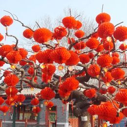 Lanternes traditionnelles chinoises en papier rouge, 50 pièces, pour décoration de 2024 ans, lanternes suspendues imperméables pour Festival, décor 240119