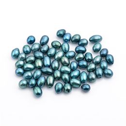 50 pièces entières mélangées 6-9mm paon vert et bleu perles de culture d'eau douce semi-percées en forme de larme en vrac Pearl350A