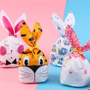 50 Piecesbatch Easter Cute Bunny Ear Bag Plastic Candy Gift Bags Cookies Snacks Baking Packaging Party Supplies 220704