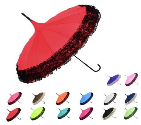 50 Villet de morceaux Nouveaux parapluies en dentelle semi-automatique élégants Fancy de pagodes ensoleillées et pluvieuses 11 couleurs disponibles6538632