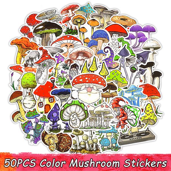 50 PSC couleur champignon autocollants jouets pour enfants Anime autocollant pour Scrapbook ordinateur portable téléphone réfrigérateur étanche décalcomanies enfants cadeaux