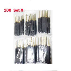 100 Set/partij GOSO Grijs 9 stks Hook Lock Pick Set met Spansleutel voor Kuiltje Sloten Express Verzending