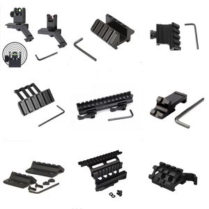 50 Juegos 45 Grados Metal Tactical Scope Mount Offset Adaptador de riel lateral doble 20 mm Weaver carril para caza Rifle táctico Caza Linterna 15 estilos