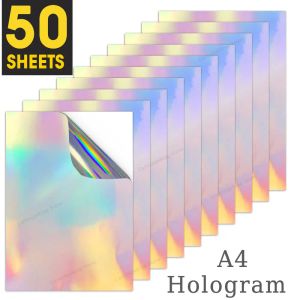 50 feuilles de papier d'imprimante holographique holo stciker auto-adhésif papier autocollant en vinyle A4 pour imprimante à jet d'encre 210 mm x 297 mm